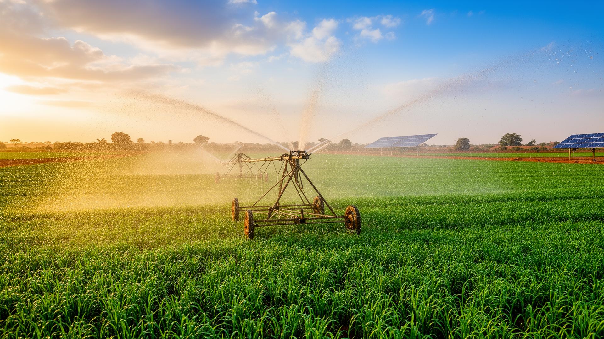 Champ irrigué par énergie solaire